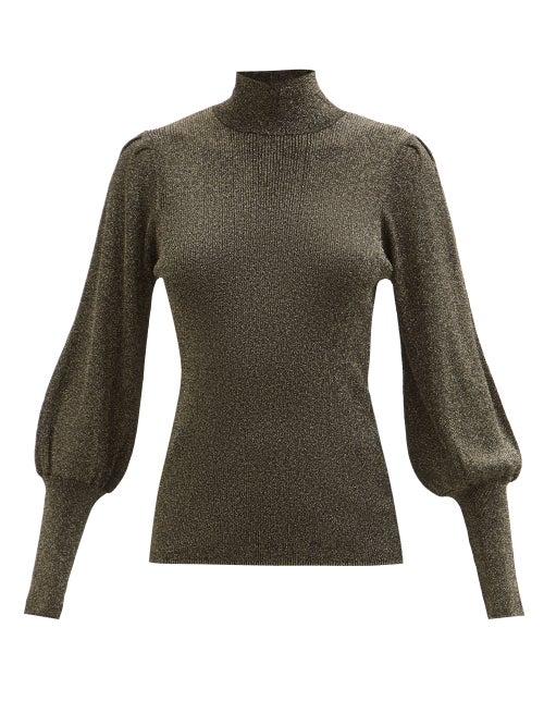 Cefinn - Eva Ribbed-knit Lam Sweater - Womens - Black Gold