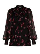 Alexander Mcqueen Moth-print Crepon Silk Blouse