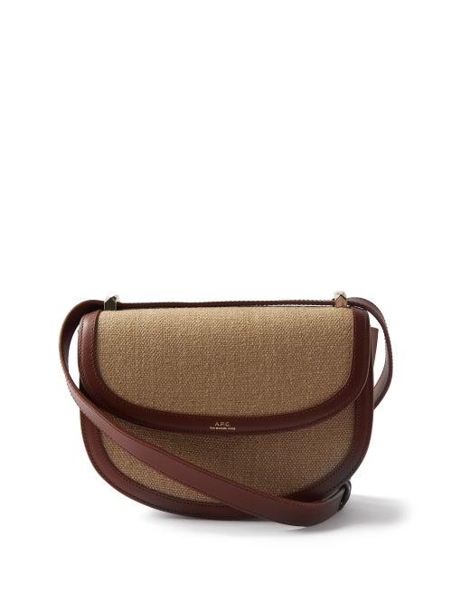 A.p.c. - Geneve Leather-trim Canvas Cross-body Bag - Womens - Brown Beige