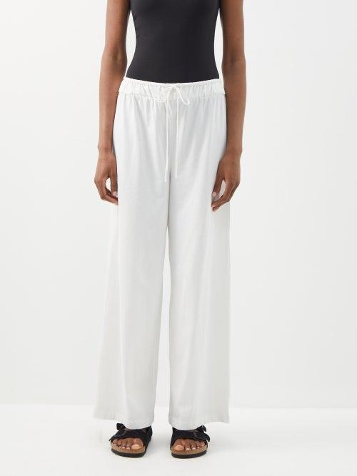Skin - Olywn Organic Pima Cotton-jersey Trousers - Womens - Cream White