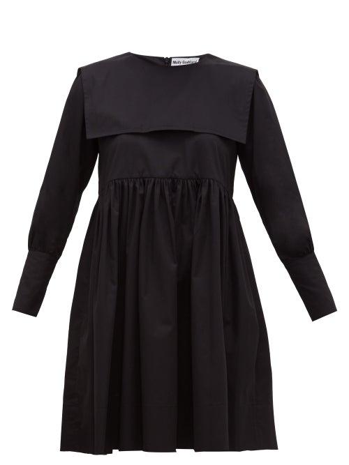Matchesfashion.com Molly Goddard - Miranda Sailor Bib Cotton Twill Dress - Womens - Black