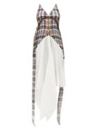 Matchesfashion.com Burberry - Handkerchief-hem Check Pliss Dress - Womens - Multi