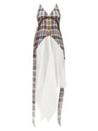 Matchesfashion.com Burberry - Handkerchief-hem Check Pliss Dress - Womens - Multi