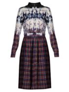 Matchesfashion.com Altuzarra - Maria Tie Dye And Check Print Shirtdress - Womens - Blue Multi