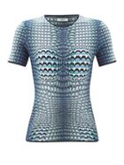 Ladies Rtw Marine Serre - Moonfish Skin-jacquard Jersey Top - Womens - Blue Print