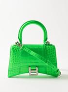 Balenciaga - Hourglass Xs Crocodile-effect Leather Bag - Womens - Green