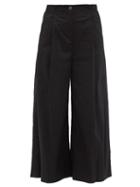 Ladies Beachwear Merlette - Sargent Cotton-blend Twill Wide-leg Trousers - Womens - Black