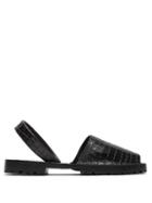 Matchesfashion.com Goya - Crocodile Effect Leather Slingback Sandals - Womens - Black
