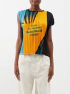 Renata Brenha - Pleated Upcycled Football-jersey Top - Womens - Yellow Multi