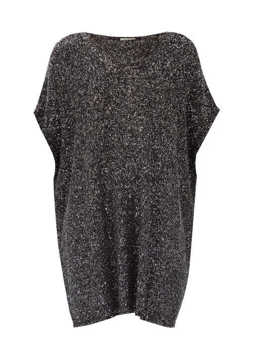 Matchesfashion.com Saint Laurent - Sequinned Knit Dress - Womens - Black Gold