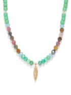 Matchesfashion.com Musa By Bobbie - Diamond, Sapphire & 14kt Gold Charm Necklace - Womens - Green