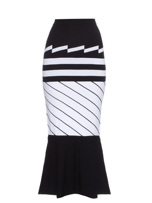 Preen By Thornton Bregazzi Nev Intarsia-knit Midi Skirt