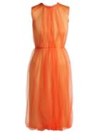 Matchesfashion.com Prada - Jersey And Tulle Sleeveless Dress - Womens - Orange Multi