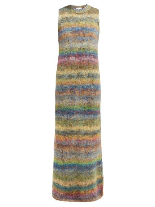 Matchesfashion.com Raey - Striped Hand Painted Knitted Dress - Womens - Multi