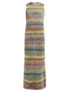 Matchesfashion.com Raey - Striped Hand Painted Knitted Dress - Womens - Multi