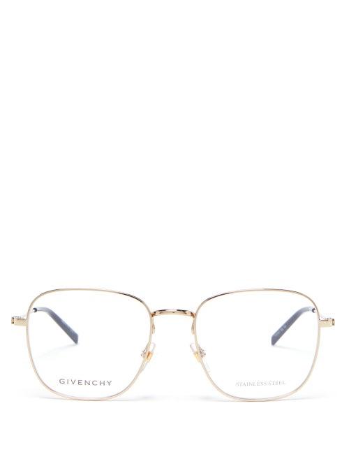 Matchesfashion.com Givenchy - Square Metal Glasses - Womens - Gold