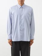 Comme Des Garons Shirt - Striped Point Collar Cotton-poplin Shirt - Mens - Blue
