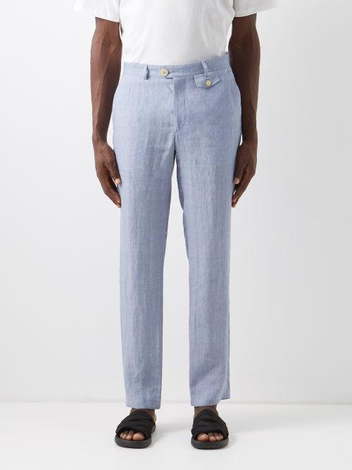 Oliver Spencer - Fishtail Linen Straight-leg Suit Trousers - Mens - Blue