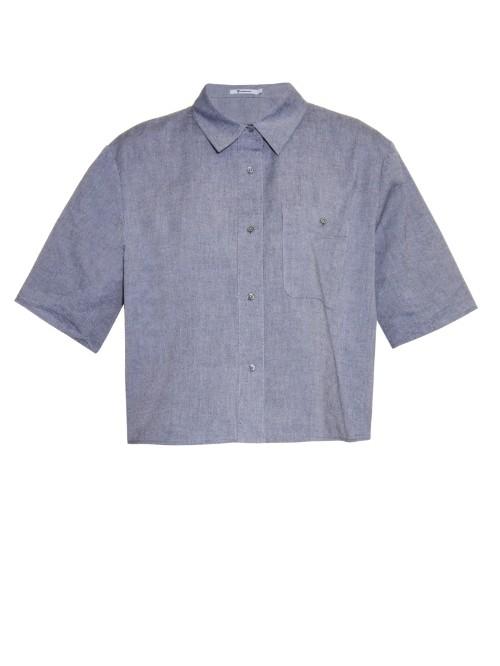 T By Alexander Wang Cropped Cotton Oxford Shirt