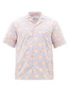 Matchesfashion.com Adish - Tile-print Cuban Collar Cotton-poplin Shirt - Mens - Blue