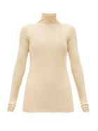 Matchesfashion.com Jil Sander - High Neck Cashmere Blend Ribbed Sweater - Womens - Natural 9501