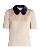 Roksanda Madden Velvet-collar Silk-blend Top