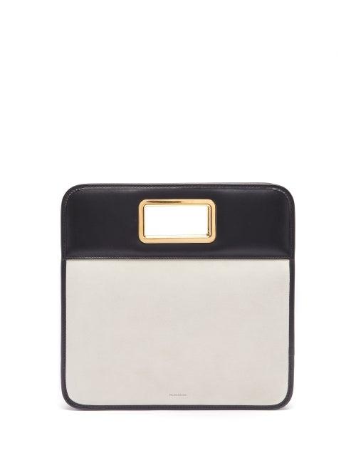Ladies Bags Jil Sander - Square Suede And Leather Clutch - Womens - Black White