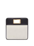 Ladies Bags Jil Sander - Square Suede And Leather Clutch - Womens - Black White