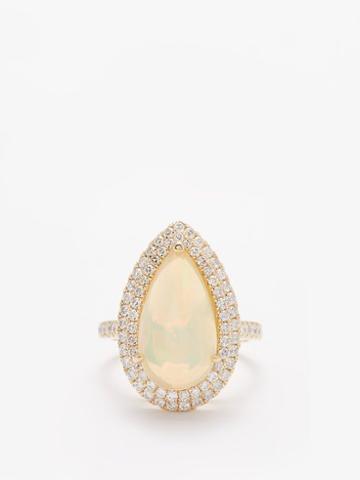 Jacquie Aiche - Diamond, Opal & 14kt Gold Ring - Womens - White Multi