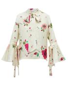 Matchesfashion.com La Doublej - Happy Wrist Printed Twill Blouse - Womens - White Multi