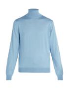 Matchesfashion.com Berluti - High Neck Silk And Cashmere Blend Sweater - Mens - Light Blue