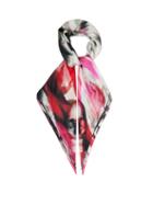 Matchesfashion.com Alexander Mcqueen - Rose And Skull Print Silk Scarf - Womens - Pink