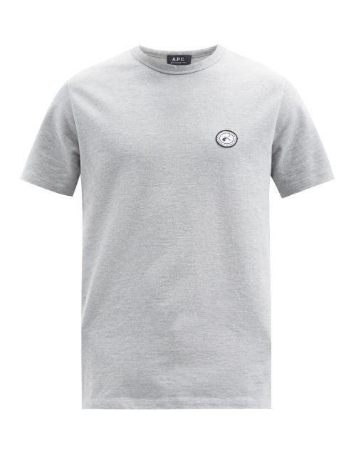 Matchesfashion.com A.p.c. - Jay Logo-appliqu Cotton-piqu T-shirt - Mens - Grey