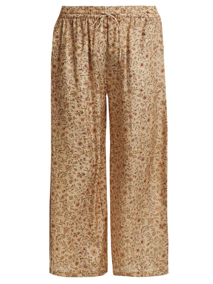 Mes Demoiselles Floral-print Silk Trousers