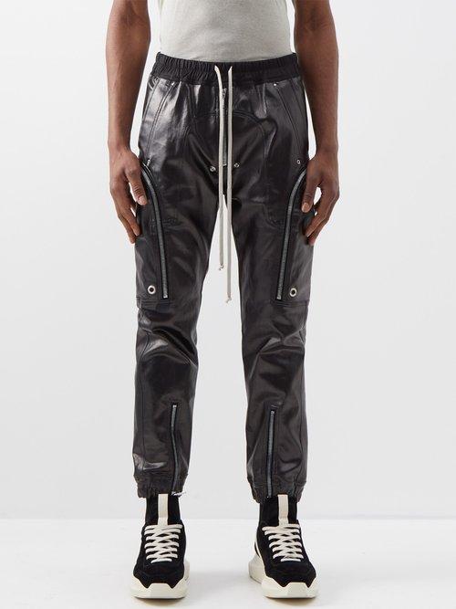 Rick Owens - Bauhaus Lacquered Stretch-denim Track Pants - Mens - Black