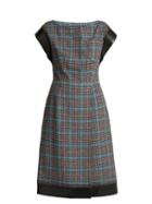 Matchesfashion.com Prada - Houndstooth Wool Blend Dress - Womens - Blue Multi