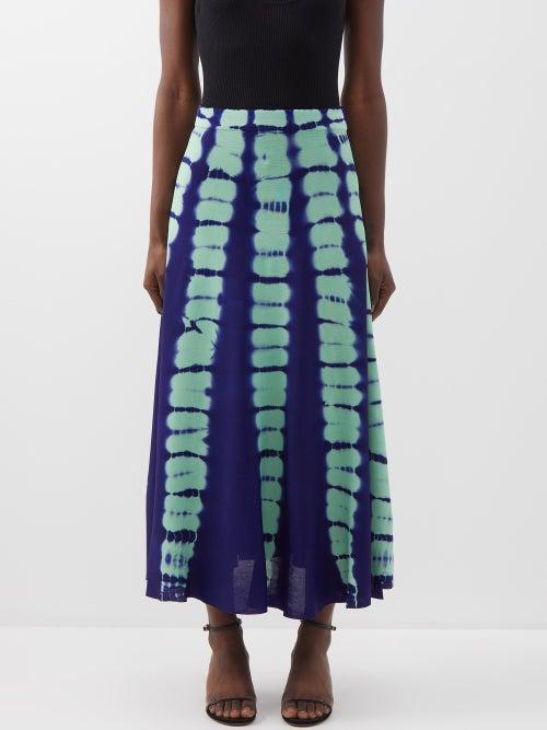 Proenza Schouler - Tie-dye Draped Midi Skirt - Womens - Blue Print