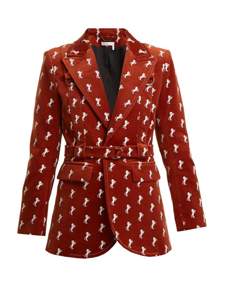 Chloé Horse-embroidered Cotton-blend Velvet Jacket