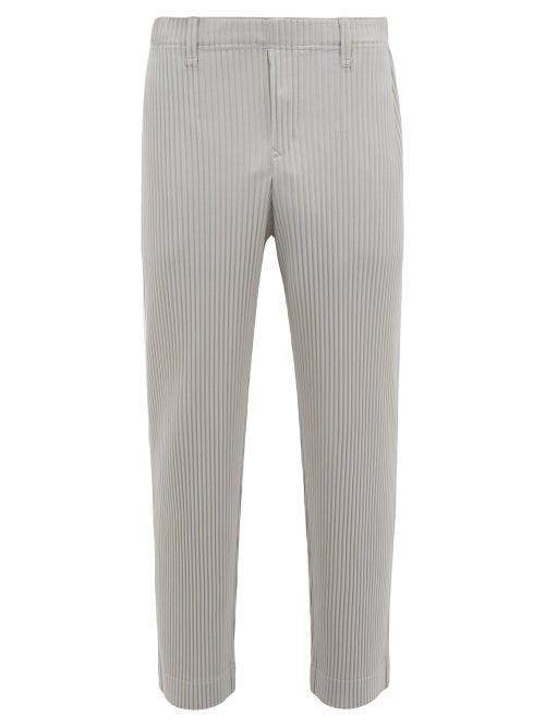 Matchesfashion.com Homme Pliss Issey Miyake - Straight Leg Pliss Trousers - Mens - Grey