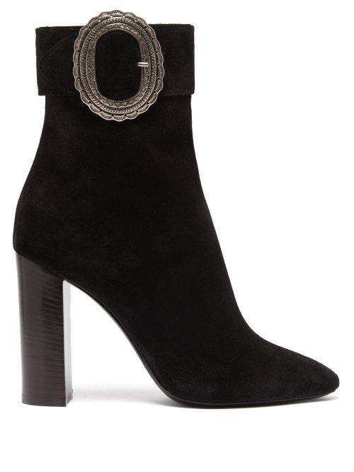 Matchesfashion.com Saint Laurent - Joplin Western Suede Boots - Womens - Black
