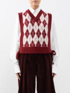 S.s. Daley - Ferrar Diamond-jacquard Wool-blend Vest - Womens - Bordeaux White