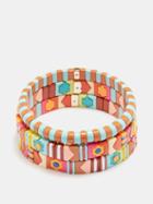 Roxanne Assoulin - Desert Rose Patchwork Enamelled Bracelet Set - Womens - Pink Multi