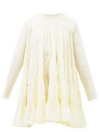 Matchesfashion.com Merlette - Soliman Tiered Cotton Mini Dress - Womens - Light Yellow