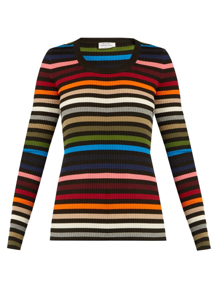 Sonia Rykiel Striped Scoop-neck Ribbed-knit Sweater