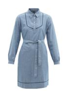 Matchesfashion.com A.p.c. - Maeve Belted Cotton-chambray Dress - Womens - Blue