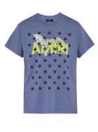 Matchesfashion.com Amiri - Star And Leopard Print Cotton T Shirt - Mens - Purple