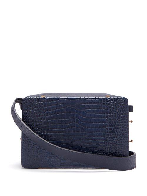 Matchesfashion.com Lutz Morris - Tate Medium Crocodile Effect Leather Shoulder Bag - Womens - Navy