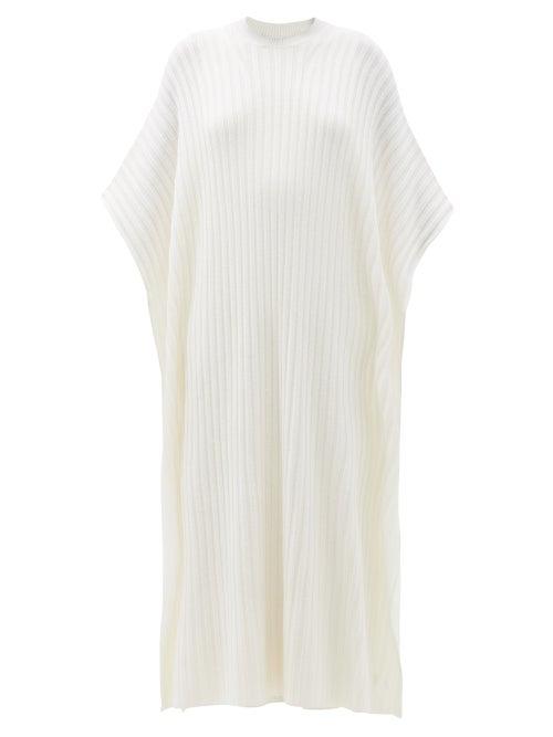 Ladies Rtw Gabriela Hearst - Taos Ribbed Wool-blend Midi Sweater Dress - Womens - Ivory