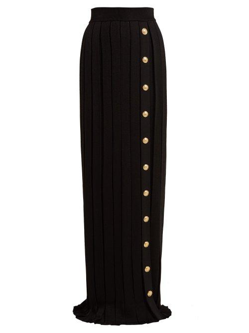 Matchesfashion.com Balmain - Pleated Maxi Skirt - Womens - Black