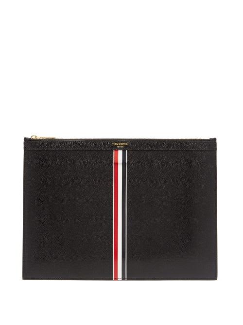 Matchesfashion.com Thom Browne - Pebbled-leather Tablet Pouch - Mens - Black